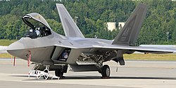 A F-22 Raptor of the 3rd Wing at Elmendorf AFB in 2010