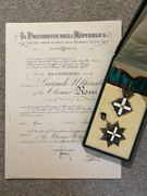 Bestowal document of a Grand Officer grade with the insignia