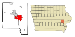 Location within Johnson County and Iowa