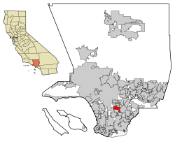 Location of South Gate in Los Angeles County, California