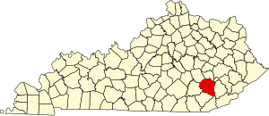 Map of Kentucky highlighting Clay County
