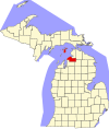State map highlighting Charlevoix County