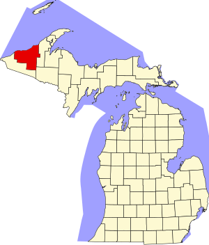 Map of Michigan highlighting Ontonagon County