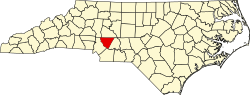Karte von Cabarrus County innerhalb von North Carolina
