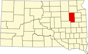 Map of South Dakota highlighting Clark County