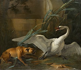 Swan Attacked by a Dog, (1745), 177.8 x 208.3 cm., North Carolina Museum of Art