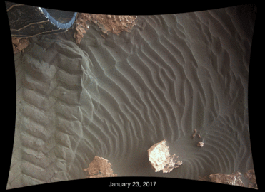 Sand moving on Mars – as viewed by Curiosity (January 23, 2017).