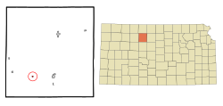 Location within Rooks County and Kansas