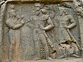 Tang-e (or Sarab-e) Qandil relief depicting a divine investiture scene of Bahram II receiving a flower by the goddess Anahita