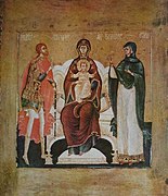 Icon depicting the Theotokos, Nikita the Goth and Anastasia of Sirmium