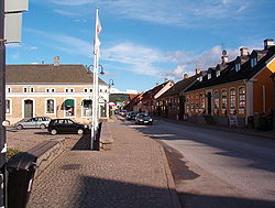 A street adjacent to the central square