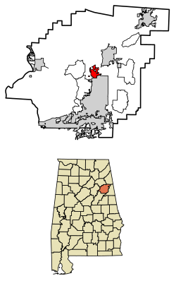 Location of Weaver in Calhoun County, Alabama.