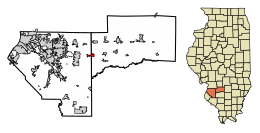 Location of New Baden in Clinton County, Illinois.