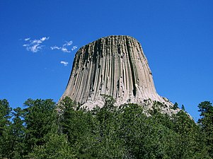 Devils Tower, an archetypal example of an inselberg in Wyoming, US