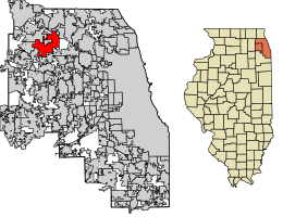 Location of Schaumburg in Cook and DuPage Counties, Illinois
