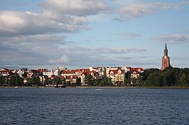 View of Ełk across the Ełk Lake