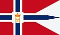 Seeflagge Kongelig Norsk Seilforening ab 1906. Seeflagge mit dem Monogramm des regierenden Königs in der Kreuzmitte.