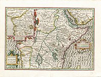 Europäische Karte „Abessiniens“, 16. Jh.: Der Nil und seine oberen Nebenflüsse entfließen Binnenseen.