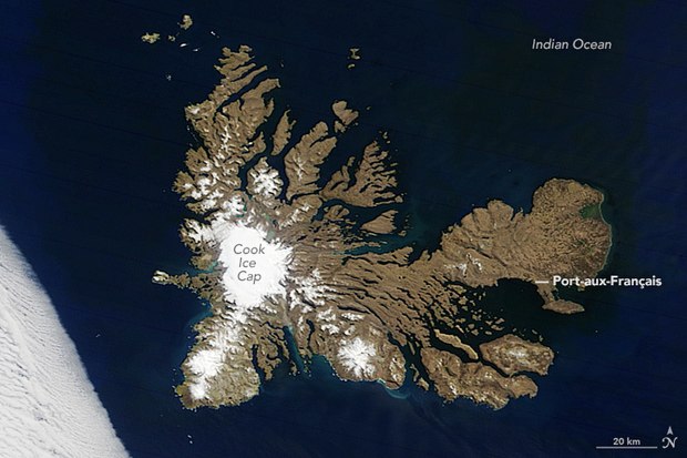 Kerguelen Islands from space, 2016