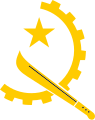 Machete und Zahnrad: Teil der Flagge Angolas
