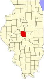 Map of Illinois highlighting Logan County