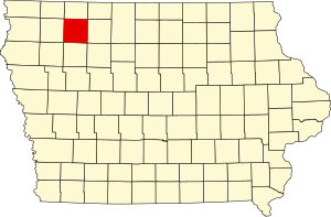 Map of Iowa highlighting Clay County