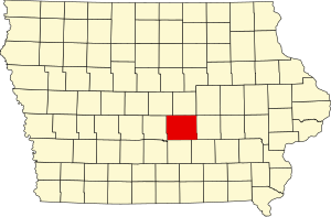 Map of Iowa highlighting Jasper County