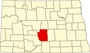 Map of North Dakota highlighting Burleigh County