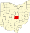 State map highlighting Licking County