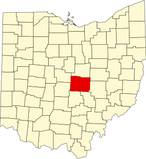 Map of Ohio highlighting Licking County