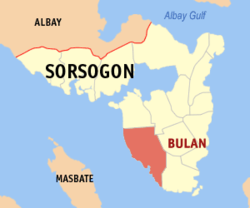 Map of Sorsogon with Bulan highlighted