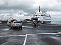 Cars boarding the ferry to mainland at Heltermaa