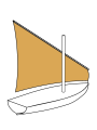 A settee sail has an elongated asymmetrical shape.