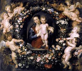Madonna on Floral Wreath by Peter Paul Rubens with Jan Brueghel the Elder, c. 1619
