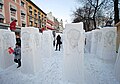 Februar 2015: Eisskulpturen mit dem Motiv Der Schrei nach Edvard Munch