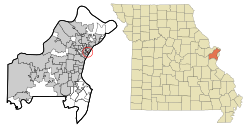 Location of Uplands Park, Missouri