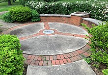 a circle of bricks and stone, and greenery surrounding it