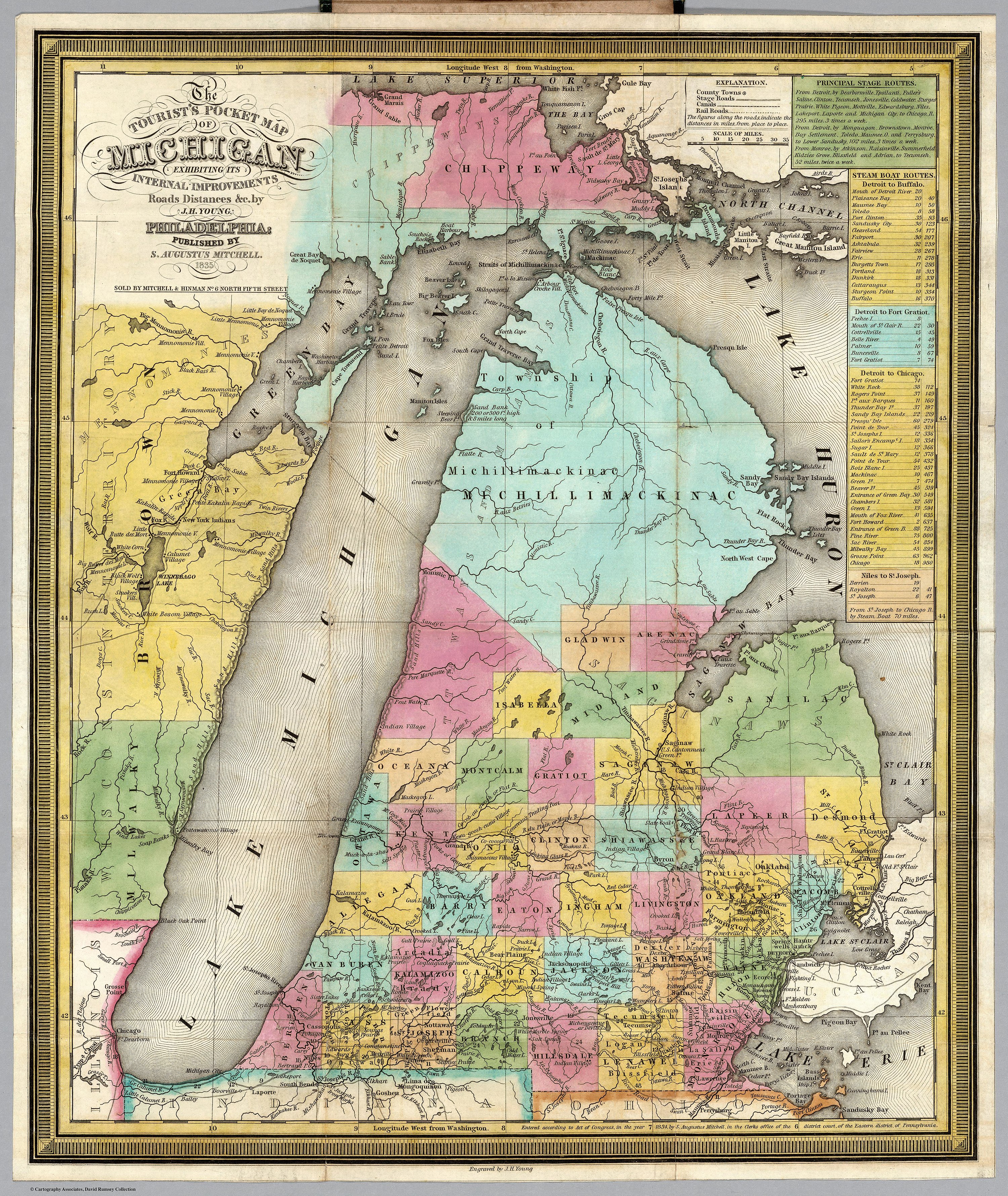 According to a historical map of Michigan originally published in 1831, the Rifle River may have previously been referred to as Grindstone Creek.[3]
