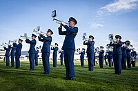 The U.S. Air Force Academy Band plays at a "next of kin" memorial ceremony.