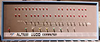 Various unusual stresses on the logo of the Altair 8800 computer, 1975.