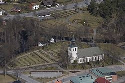 April 2009 aerial photograph of Anderstorp Church.