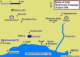 Map of the Battle of Voltri, 10 April 1796
