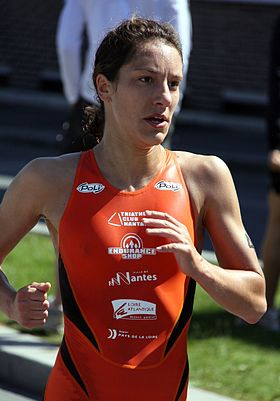 Charlotte Bonin beim Eröffnungs-Triathlon der französischen Grand-Prix-Serie in Dünkirchen, 2010