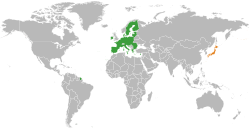 Map indicating locations of European Union and Japan