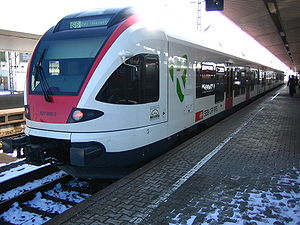 Red-and-white electric train