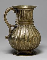 Jug, 15th century, gilt-bronze with silver inlay, probably styled for the European market