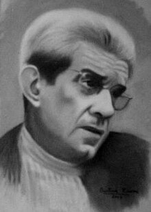 Black and white illustration of Jacques Lacan