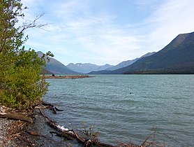 Kenai Lake forms the headwaters of the Kenai river, famous for its abundance of salmon