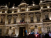 The city hall of Lyon illuminated