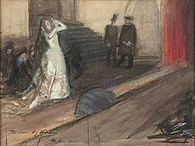 Sketch of Aalbert as Maria Stuart, by Magnus Enckell in 1905